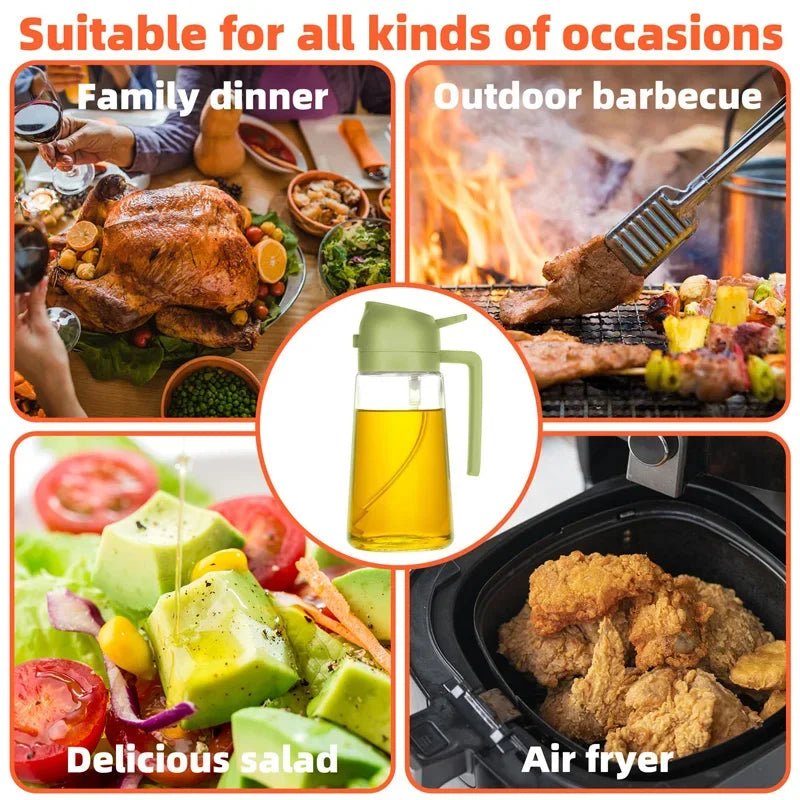 2-in-1 Kitchen Oil Sprayer and Dispenser Bottle, Plastic Oil Mister for Cooking, BBQ, Baking, Roasting and Picnic - PrimeNest