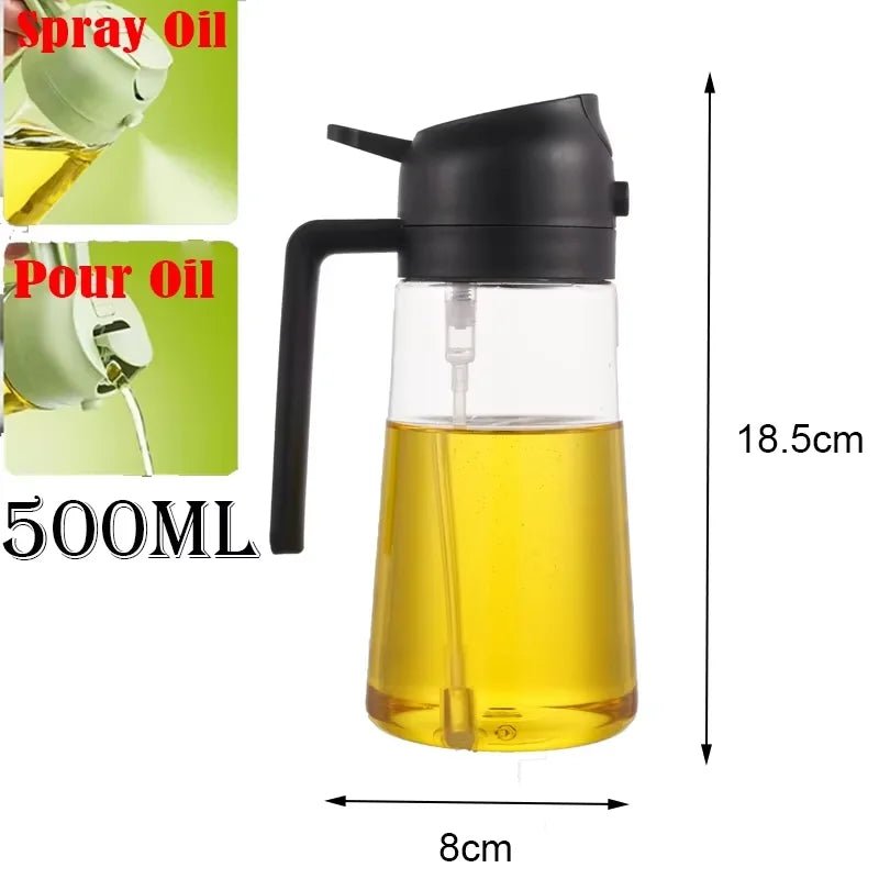 2-in-1 Kitchen Oil Sprayer and Dispenser Bottle, Plastic Oil Mister for Cooking, BBQ, Baking, Roasting and Picnic - PrimeNest