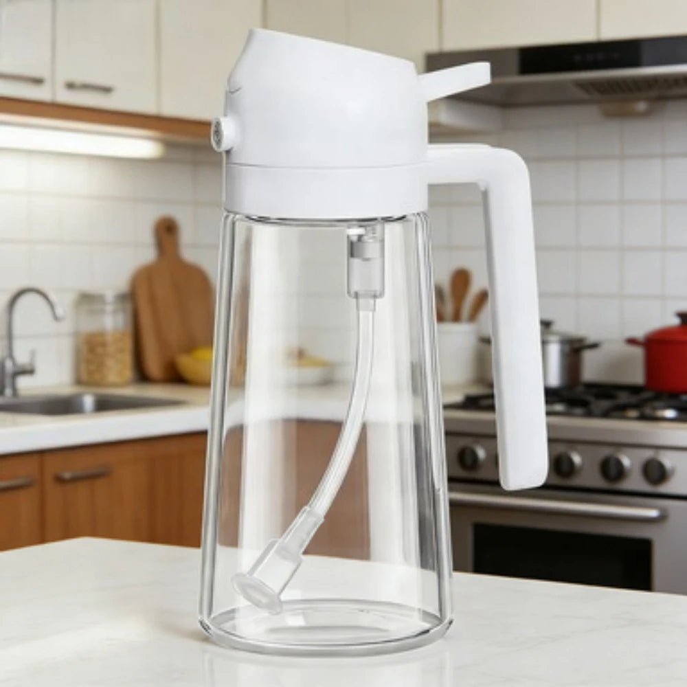 2-in-1 Kitchen Oil Sprayer and Dispenser Bottle, Plastic Oil Mister for Cooking, BBQ, Baking, Roasting and Picnic - PrimeNest