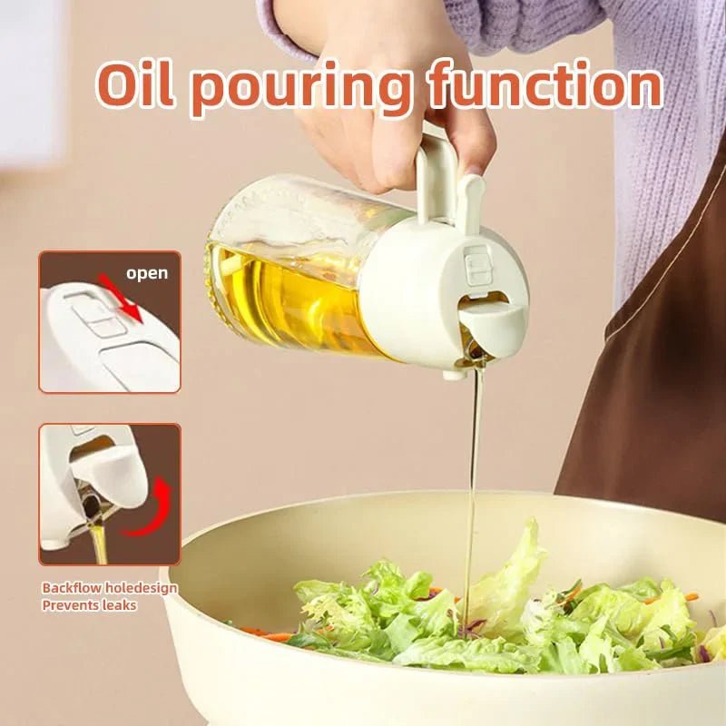 2-in-1 Kitchen Oil Sprayer and Dispenser Bottle, Plastic Oil Mister for Cooking, BBQ, Baking, Roasting and Picnic - PrimeNest