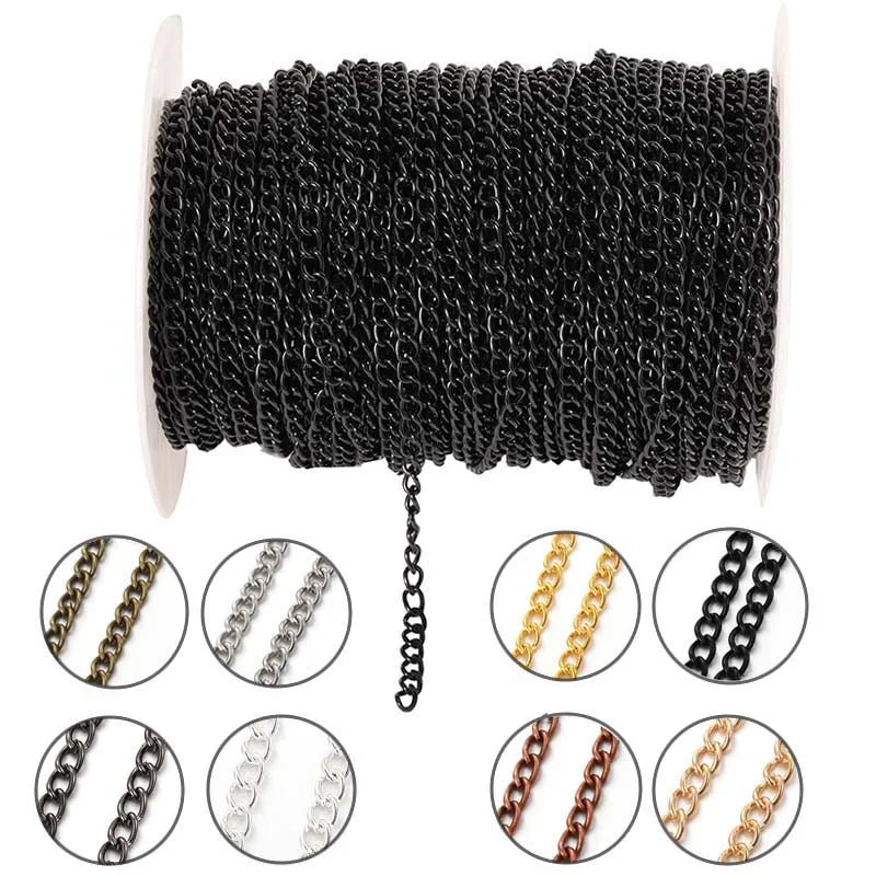 2 Meter Flat 2.5/3.5/4.5mm Extension Thin Chain Metal Chain DIY Necklace Body Chain Jewelry Making Chain Accessories - PrimeNest