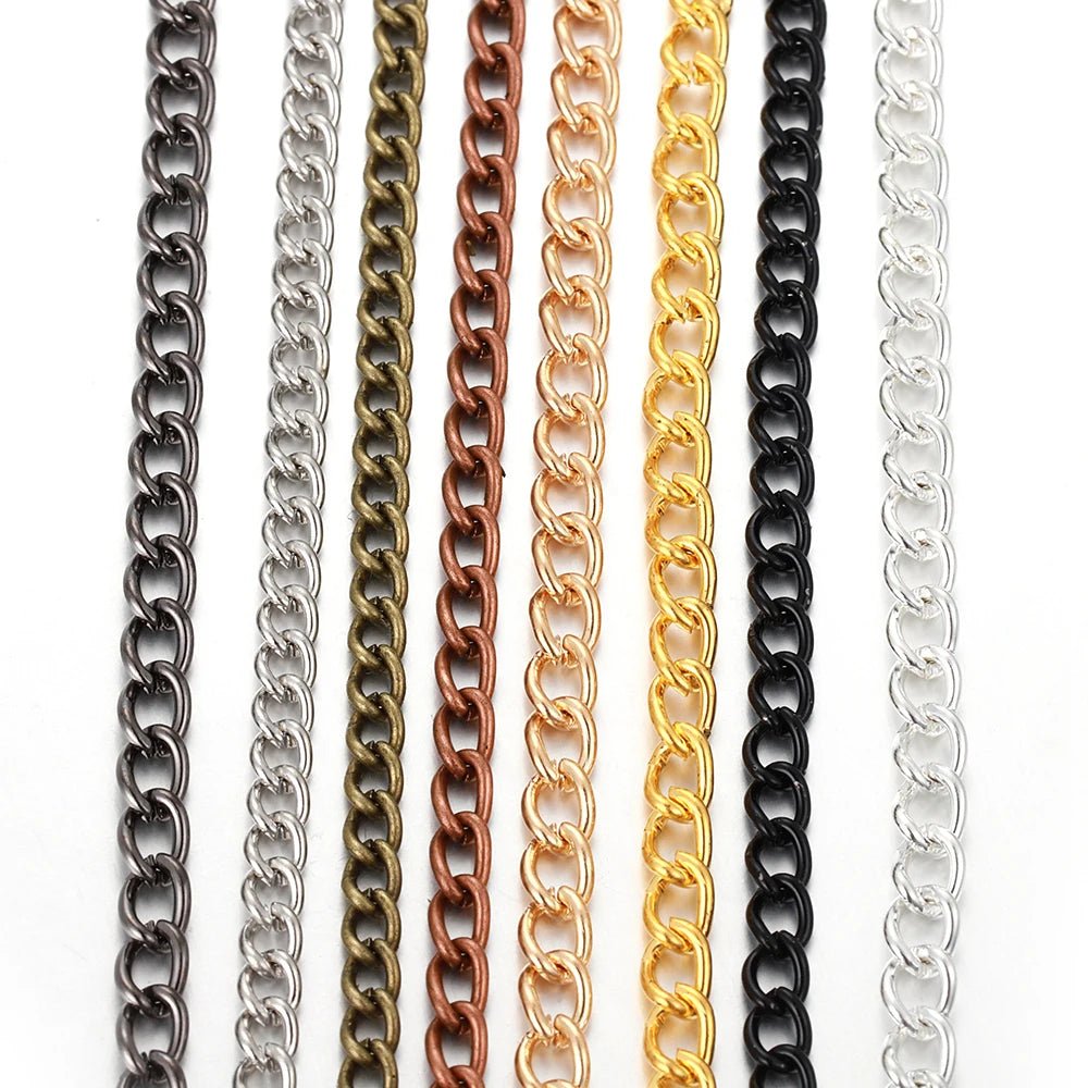 2 Meter Flat 2.5/3.5/4.5mm Extension Thin Chain Metal Chain DIY Necklace Body Chain Jewelry Making Chain Accessories - PrimeNest