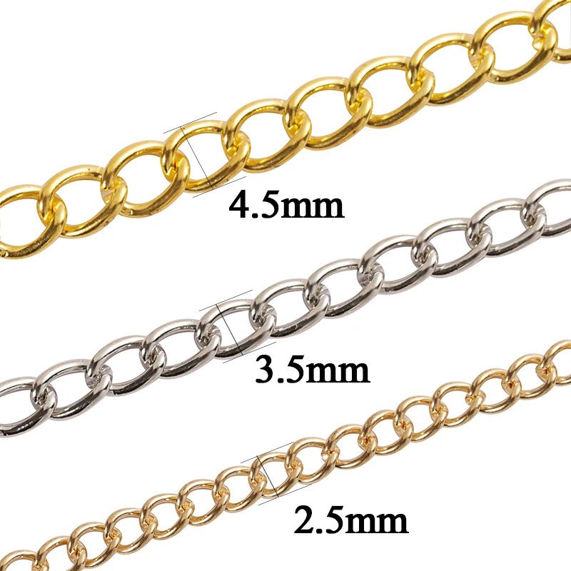 2 Meter Flat 2.5/3.5/4.5mm Extension Thin Chain Metal Chain DIY Necklace Body Chain Jewelry Making Chain Accessories - PrimeNest