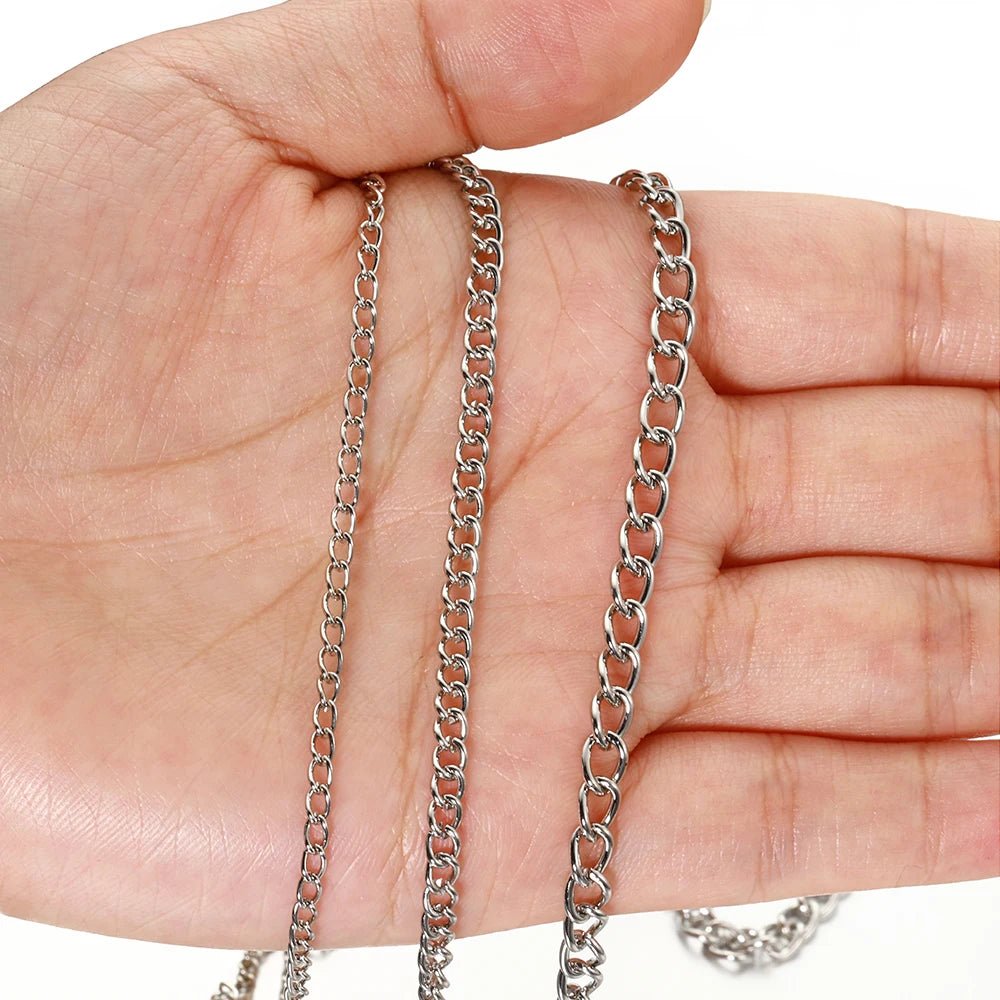 2 Meter Flat 2.5/3.5/4.5mm Extension Thin Chain Metal Chain DIY Necklace Body Chain Jewelry Making Chain Accessories - PrimeNest