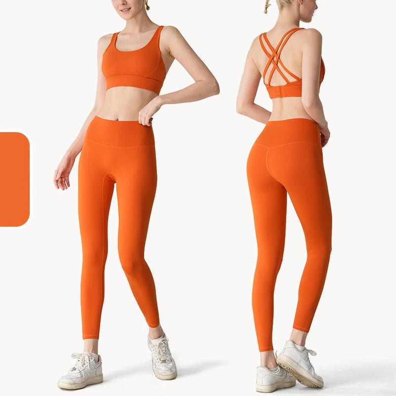 2 Piece Yoga Clothes Women's Tracksuit Athletic Wear Pilates Fitness Suit Gym Workout Push Up Clothes Sports Bra Leggings Suit - PrimeNest