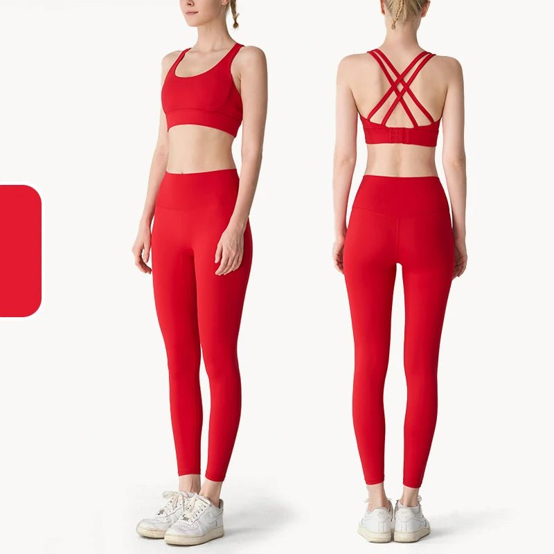 2 Piece Yoga Clothes Women's Tracksuit Athletic Wear Pilates Fitness Suit Gym Workout Push Up Clothes Sports Bra Leggings Suit - PrimeNest