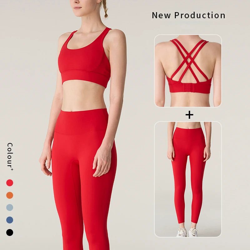 2 Piece Yoga Clothes Women's Tracksuit Athletic Wear Pilates Fitness Suit Gym Workout Push Up Clothes Sports Bra Leggings Suit - PrimeNest