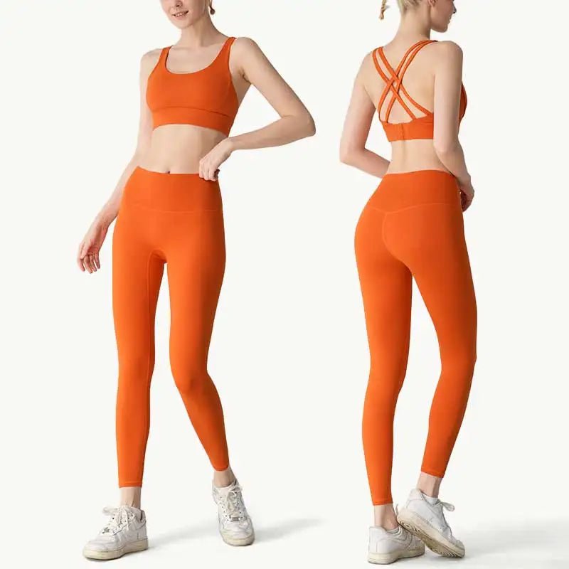 2 Piece Yoga Clothes Women's Tracksuit Athletic Wear Pilates Fitness Suit Gym Workout Push Up Clothes Sports Bra Leggings Suit - PrimeNest