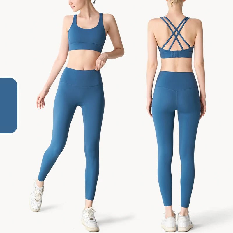 2 Piece Yoga Clothes Women's Tracksuit Athletic Wear Pilates Fitness Suit Gym Workout Push Up Clothes Sports Bra Leggings Suit - PrimeNest
