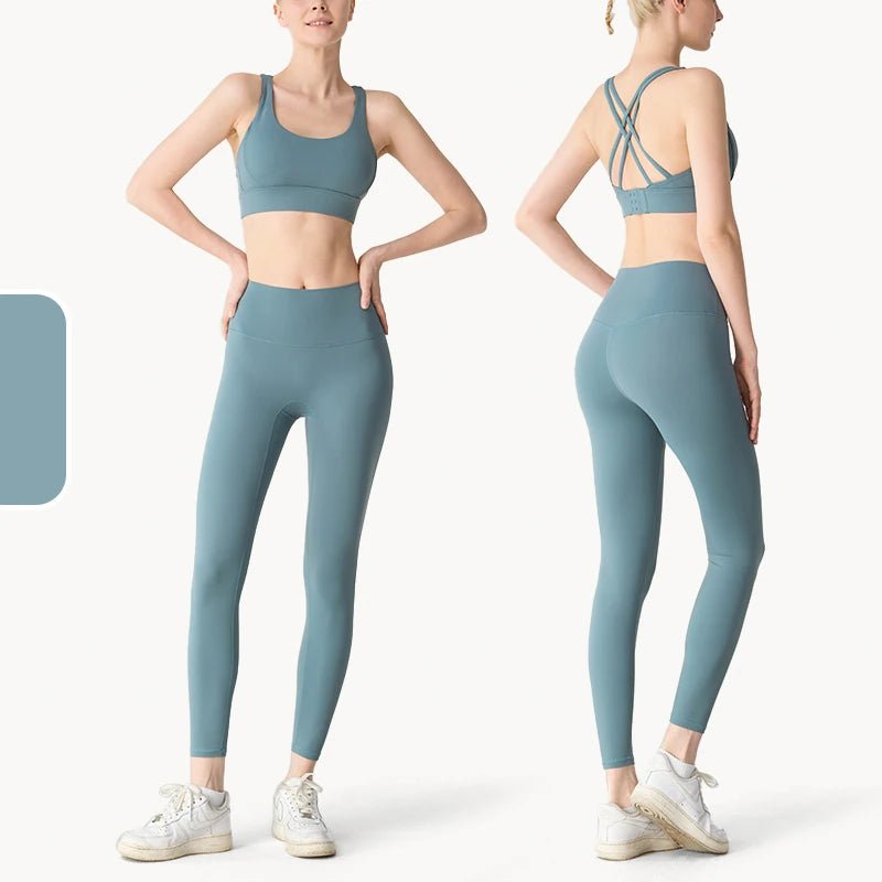 2 Piece Yoga Clothes Women's Tracksuit Athletic Wear Pilates Fitness Suit Gym Workout Push Up Clothes Sports Bra Leggings Suit - PrimeNest