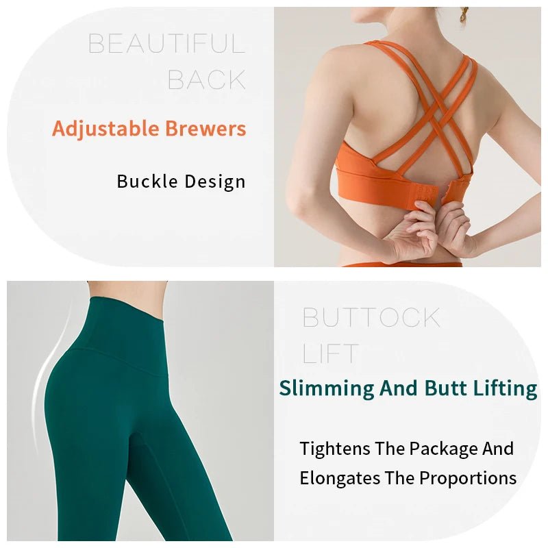 2 Piece Yoga Clothes Women's Tracksuit Athletic Wear Pilates Fitness Suit Gym Workout Push Up Clothes Sports Bra Leggings Suit - PrimeNest