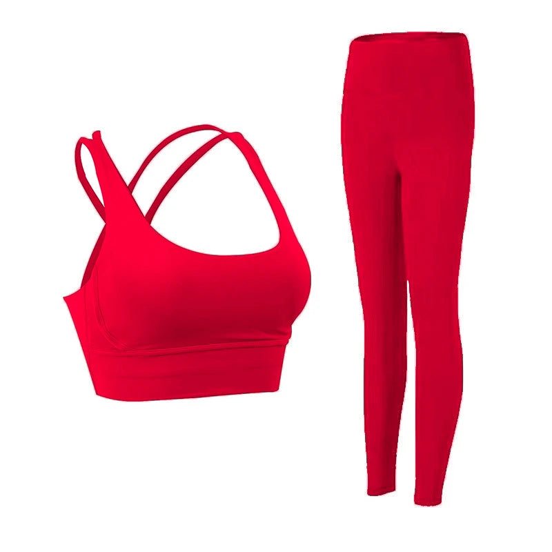 2 Piece Yoga Clothes Women's Tracksuit Athletic Wear Pilates Fitness Suit Gym Workout Push Up Clothes Sports Bra Leggings Suit - PrimeNest