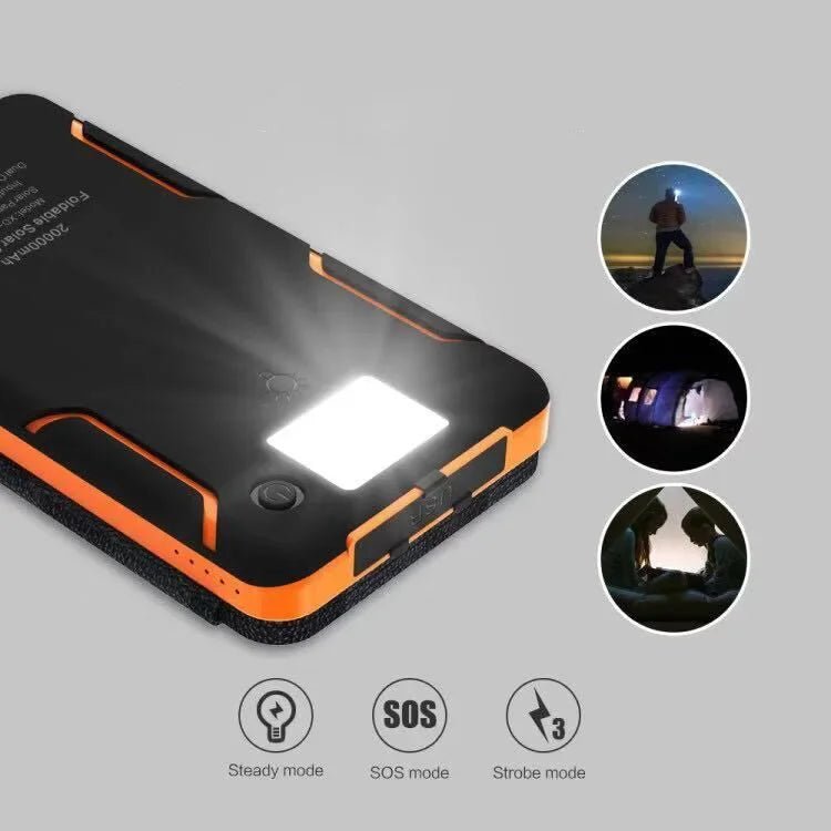 200000mAH Solar Power Bank Folding Solar Panels 5V 2A USB Output Portable Outdoor Camping Sun Power For IPhone Android - PrimeNest