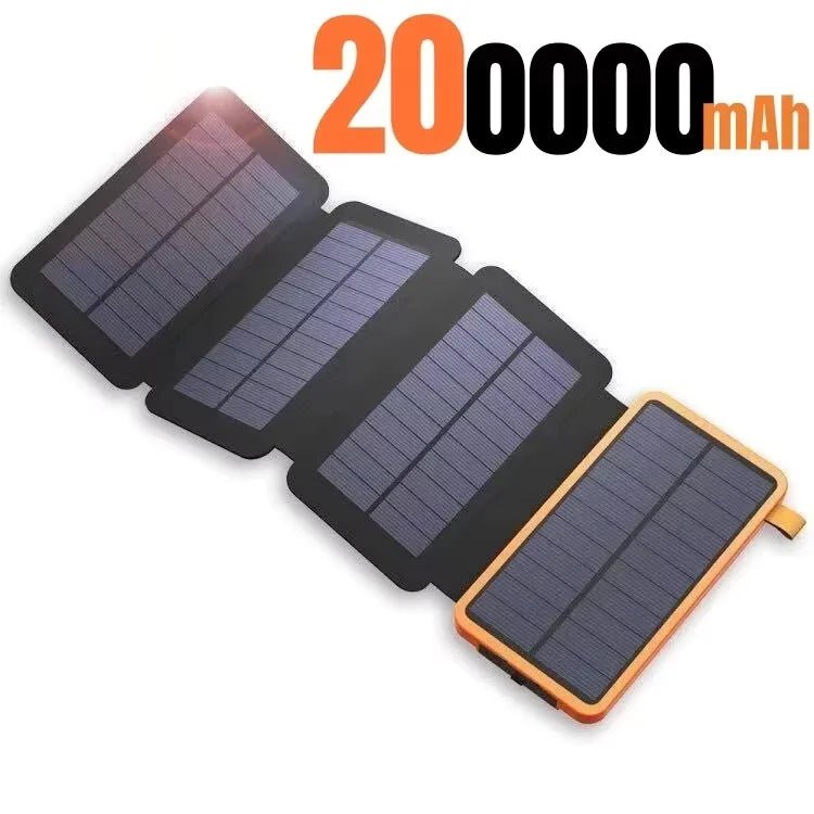 200000mAH Solar Power Bank Folding Solar Panels 5V 2A USB Output Portable Outdoor Camping Sun Power For IPhone Android - PrimeNest