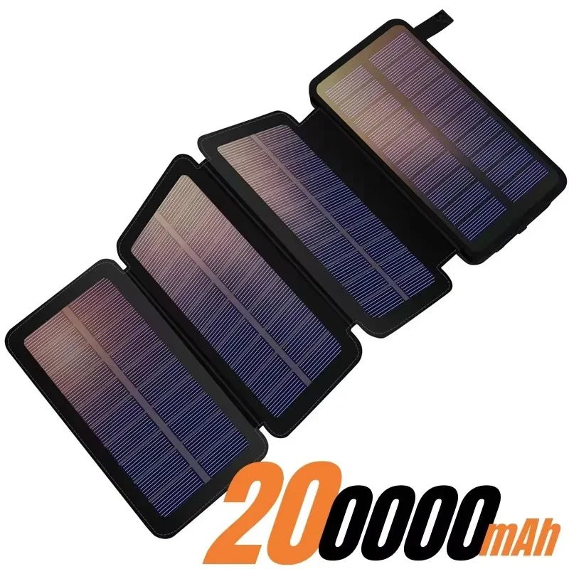 200000mAH Solar Power Bank Folding Solar Panels 5V 2A USB Output Portable Outdoor Camping Sun Power For IPhone Android - PrimeNest