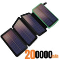 200000mAH Solar Power Bank Folding Solar Panels 5V 2A USB Output Portable Outdoor Camping Sun Power For IPhone Android - PrimeNest