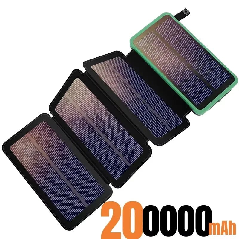 200000mAH Solar Power Bank Folding Solar Panels 5V 2A USB Output Portable Outdoor Camping Sun Power For IPhone Android - PrimeNest