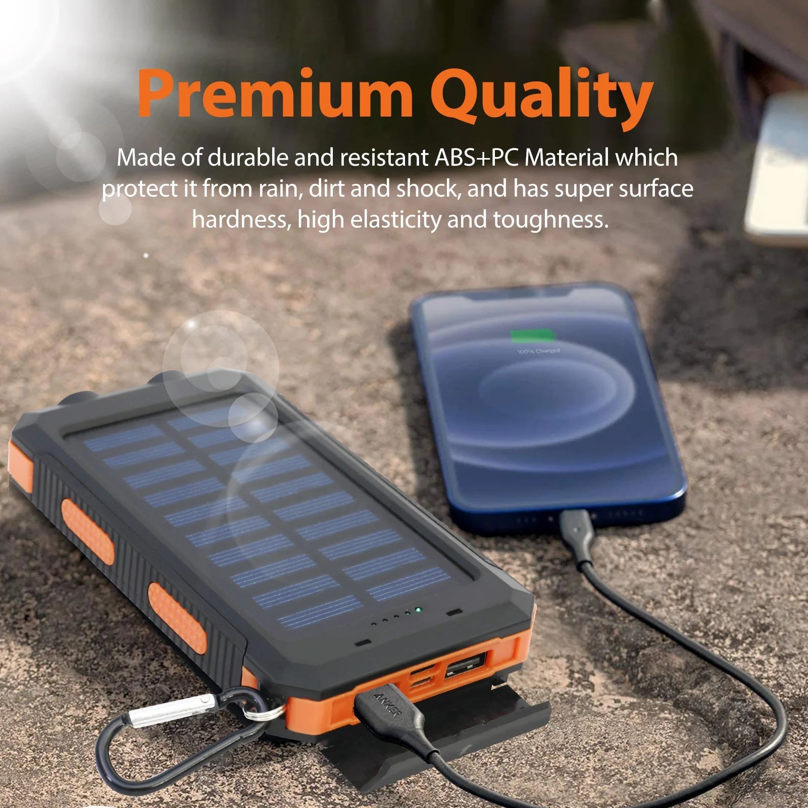 20000mAh Solar Power Bank Portable Solar Charger Waterproof Dual 5V USB Ports 2 LED Light Flashlight For Cell IPhone Outdoor - PrimeNest