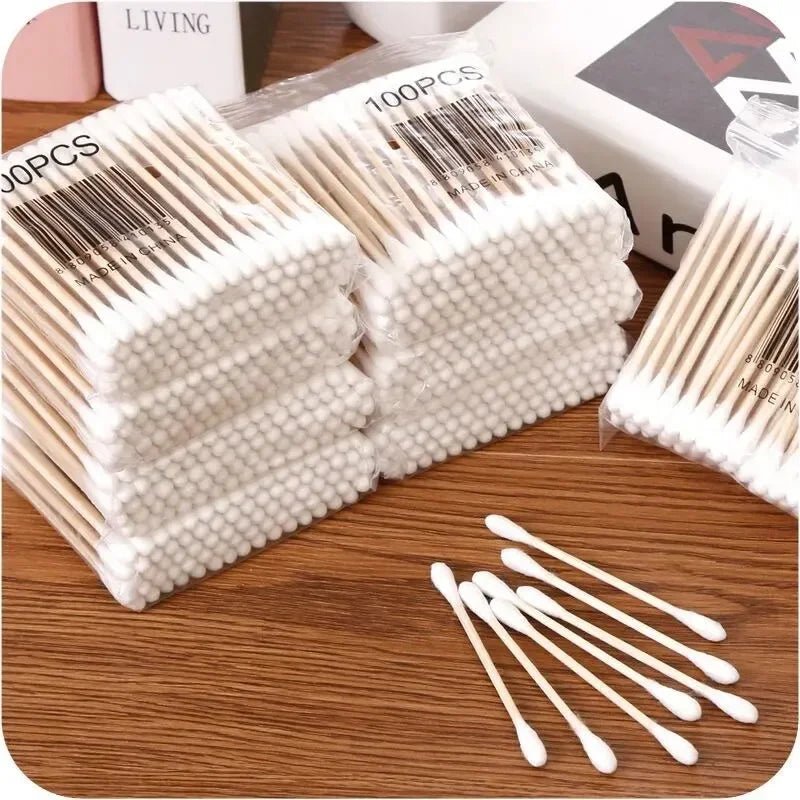 200/500 Double Round Headed Cotton Swabs Headed Cotton Swabs Bamboo Sticks Nose Ears Personal Care - PrimeNest