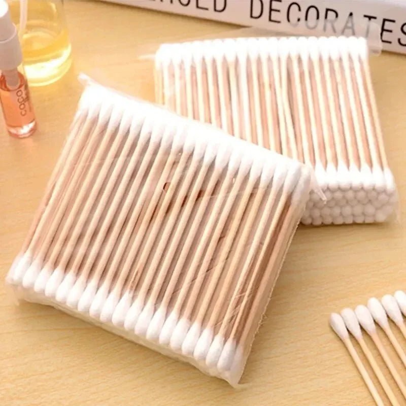 200/500 Double Round Headed Cotton Swabs Headed Cotton Swabs Bamboo Sticks Nose Ears Personal Care - PrimeNest