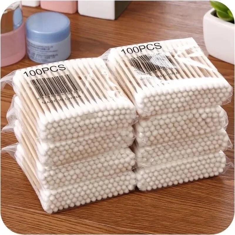200/500 Double Round Headed Cotton Swabs Headed Cotton Swabs Bamboo Sticks Nose Ears Personal Care - PrimeNest