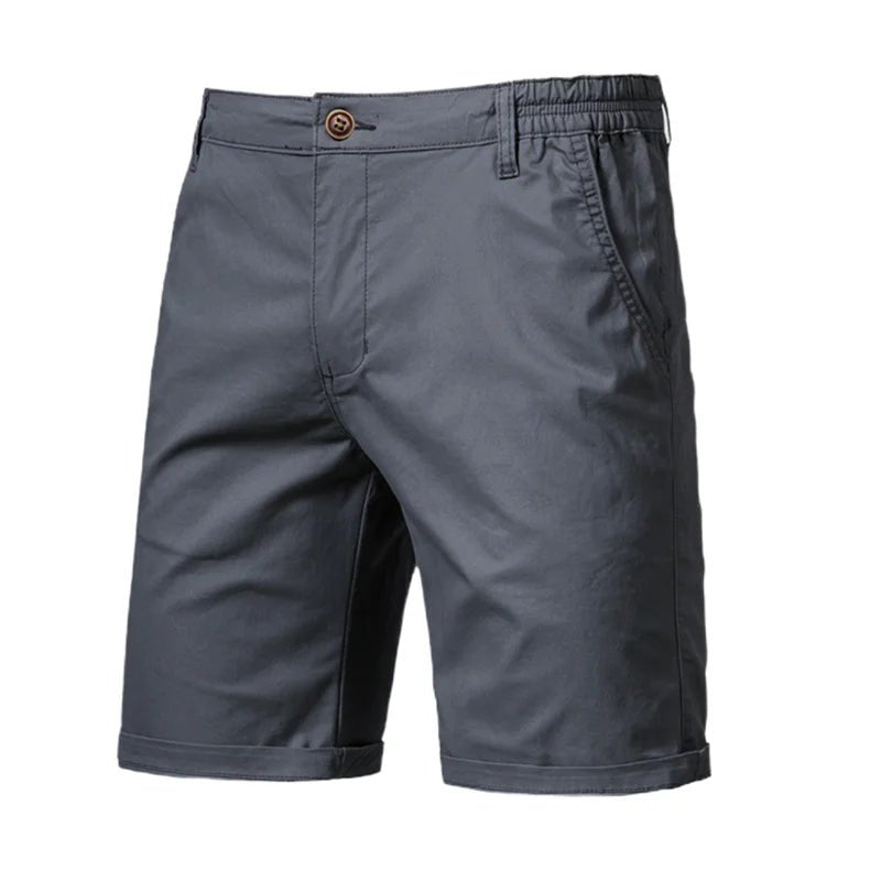 2021 New Summer 100% Cotton Solid Shorts Men High Quality Casual Business Social Elastic Waist Men Shorts 10 Colors Beach Shorts - PrimeNest