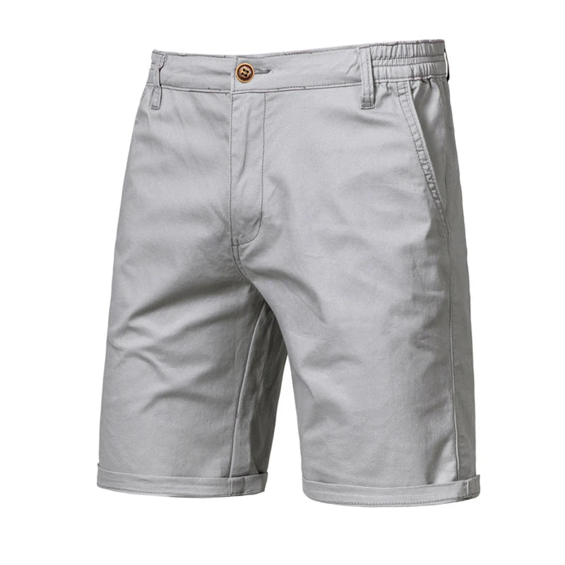 2021 New Summer 100% Cotton Solid Shorts Men High Quality Casual Business Social Elastic Waist Men Shorts 10 Colors Beach Shorts - PrimeNest