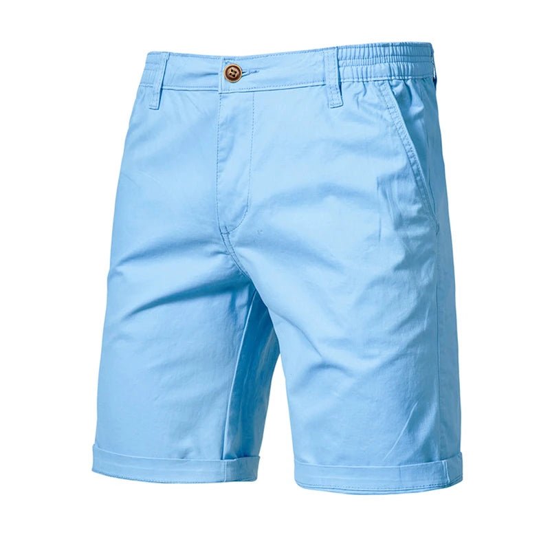 2021 New Summer 100% Cotton Solid Shorts Men High Quality Casual Business Social Elastic Waist Men Shorts 10 Colors Beach Shorts - PrimeNest