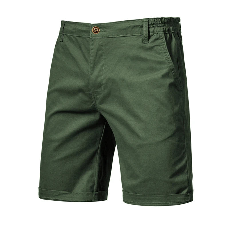 2021 New Summer 100% Cotton Solid Shorts Men High Quality Casual Business Social Elastic Waist Men Shorts 10 Colors Beach Shorts - PrimeNest