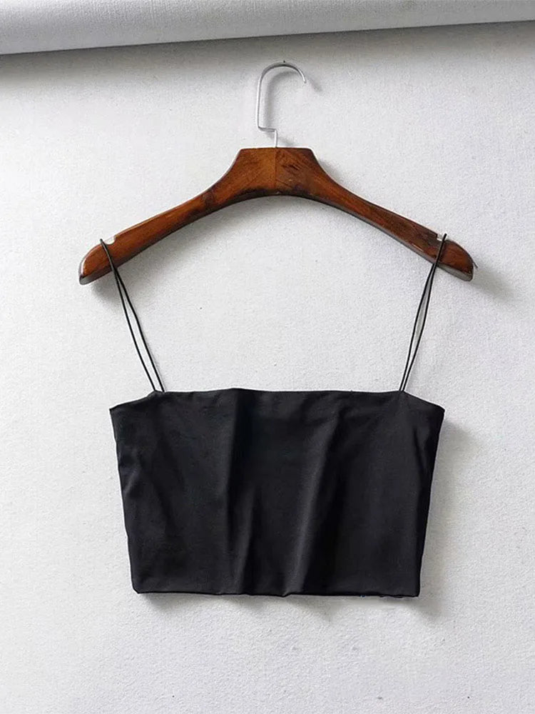 2022 Summer Women's Crop Top Sexy Elastic Cotton Camis sleeveless Short Tank Top Bar - PrimeNest