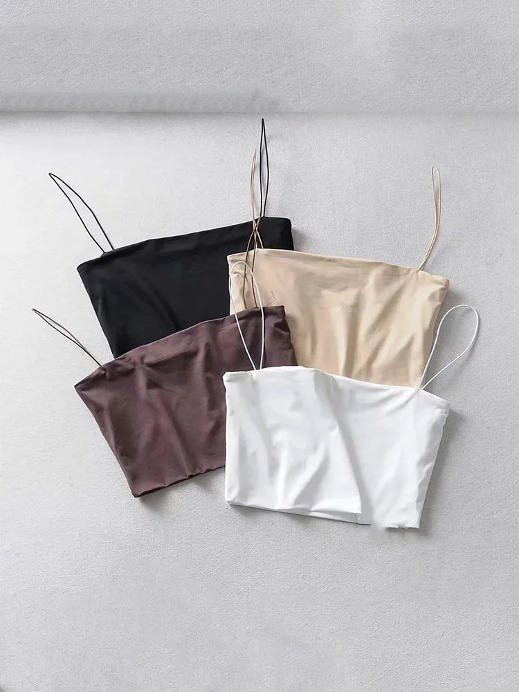 2022 Summer Women's Crop Top Sexy Elastic Cotton Camis sleeveless Short Tank Top Bar - PrimeNest
