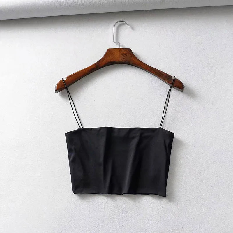 2022 Summer Women's Crop Top Sexy Elastic Cotton Camis sleeveless Short Tank Top Bar - PrimeNest