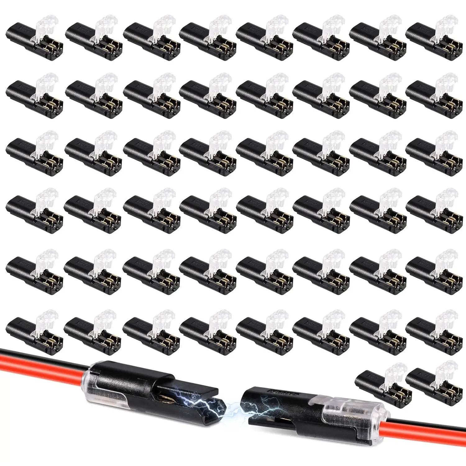 20/30/50/100PCS Double Wire Plug-in Waterproof Quick Connectors with Locking Buckle 2 Way Car Wire Terminal Block Cable Clamps - PrimeNest