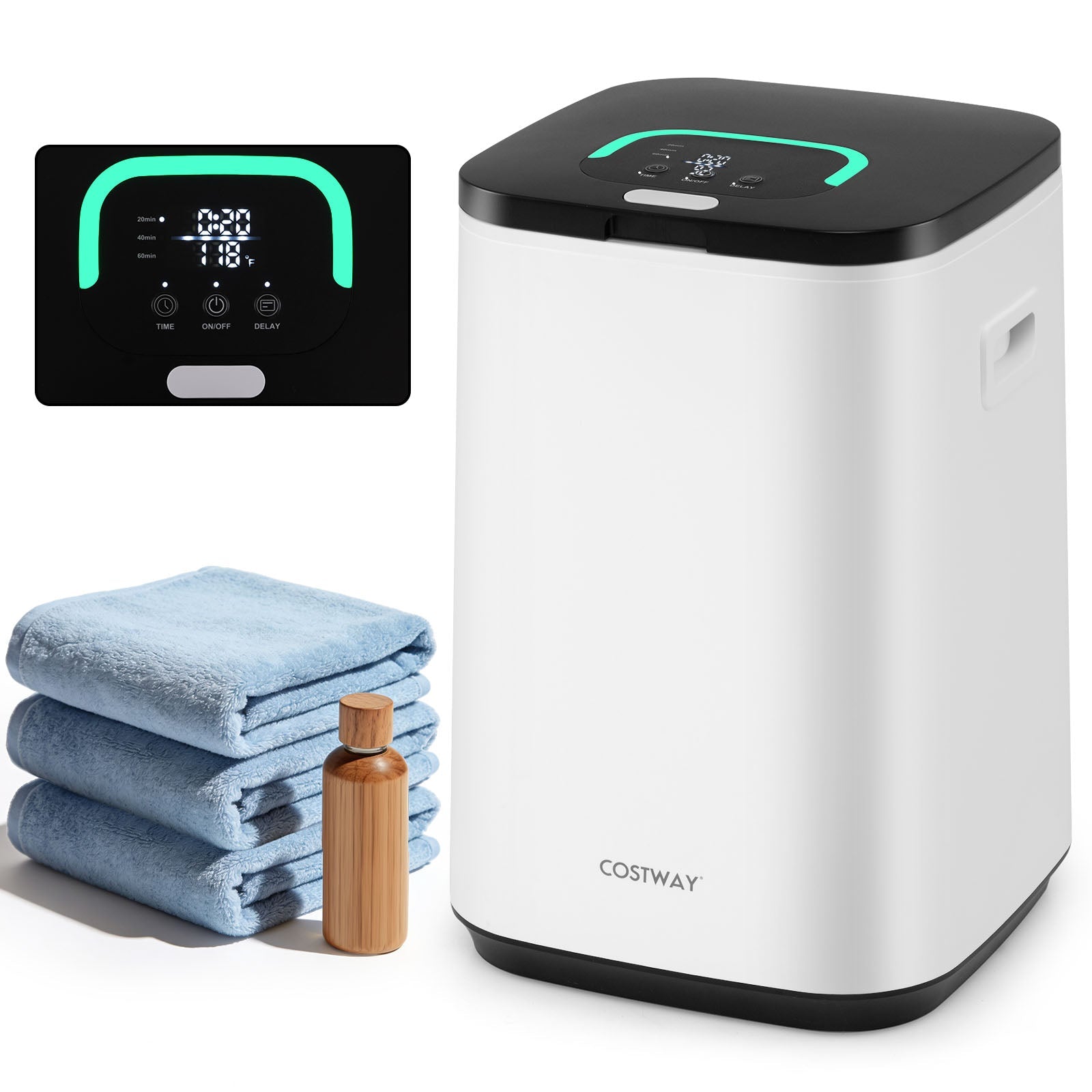 23L Large Hot Towel Heater with Rapid Heating and Adjustable Timer-White - PrimeNest