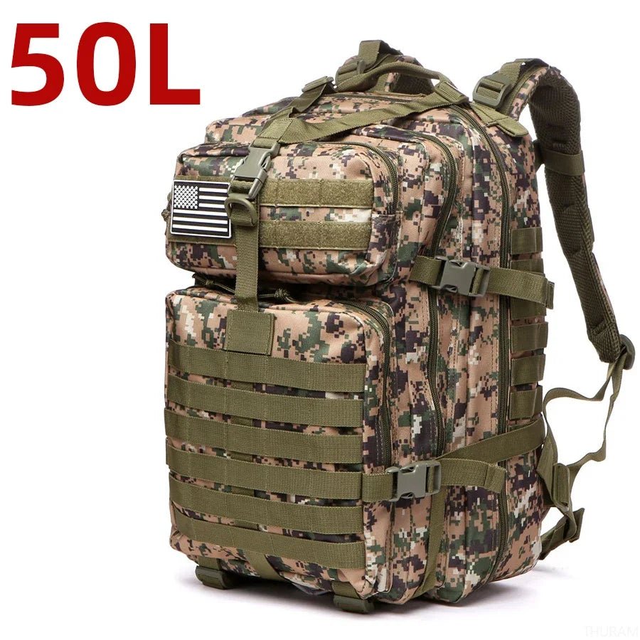 25L/50L Sturdy Nylon Waterproof Tactical Sports Trekking Fishing Hunting Camping Hiking Bag Backpack Outdoor Rucksacks - PrimeNest