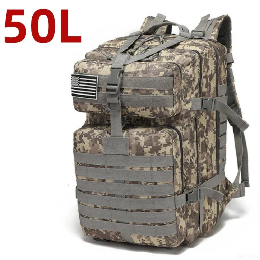 25L/50L Sturdy Nylon Waterproof Tactical Sports Trekking Fishing Hunting Camping Hiking Bag Backpack Outdoor Rucksacks - PrimeNest
