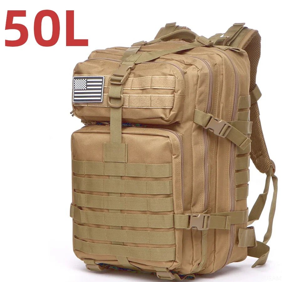 25L/50L Sturdy Nylon Waterproof Tactical Sports Trekking Fishing Hunting Camping Hiking Bag Backpack Outdoor Rucksacks - PrimeNest