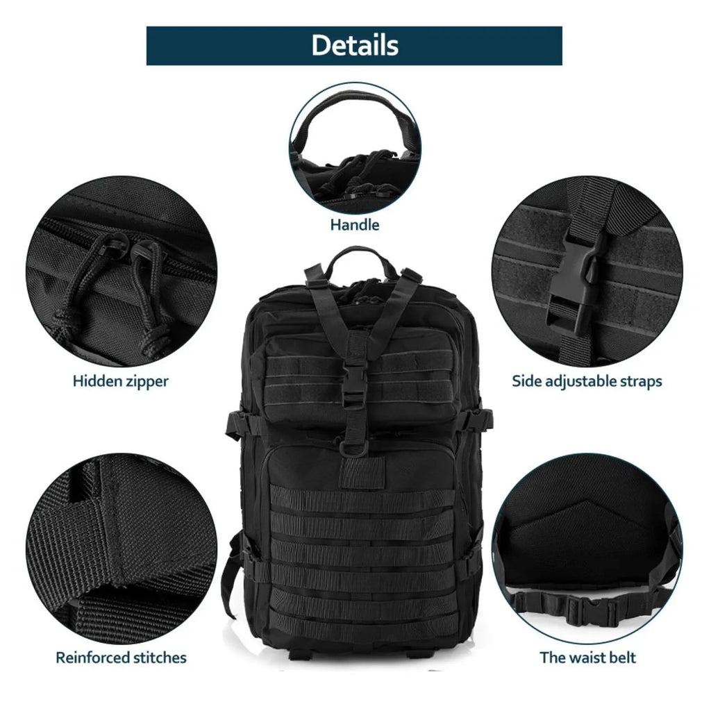 25L/50L Sturdy Nylon Waterproof Tactical Sports Trekking Fishing Hunting Camping Hiking Bag Backpack Outdoor Rucksacks - PrimeNest