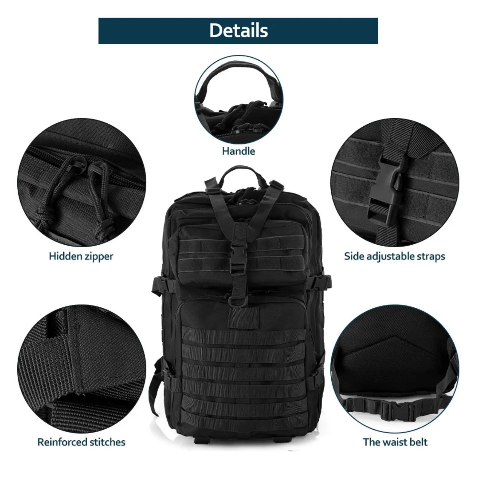 25L/50L Sturdy Nylon Waterproof Tactical Sports Trekking Fishing Hunting Camping Hiking Bag Backpack Outdoor Rucksacks - PrimeNest