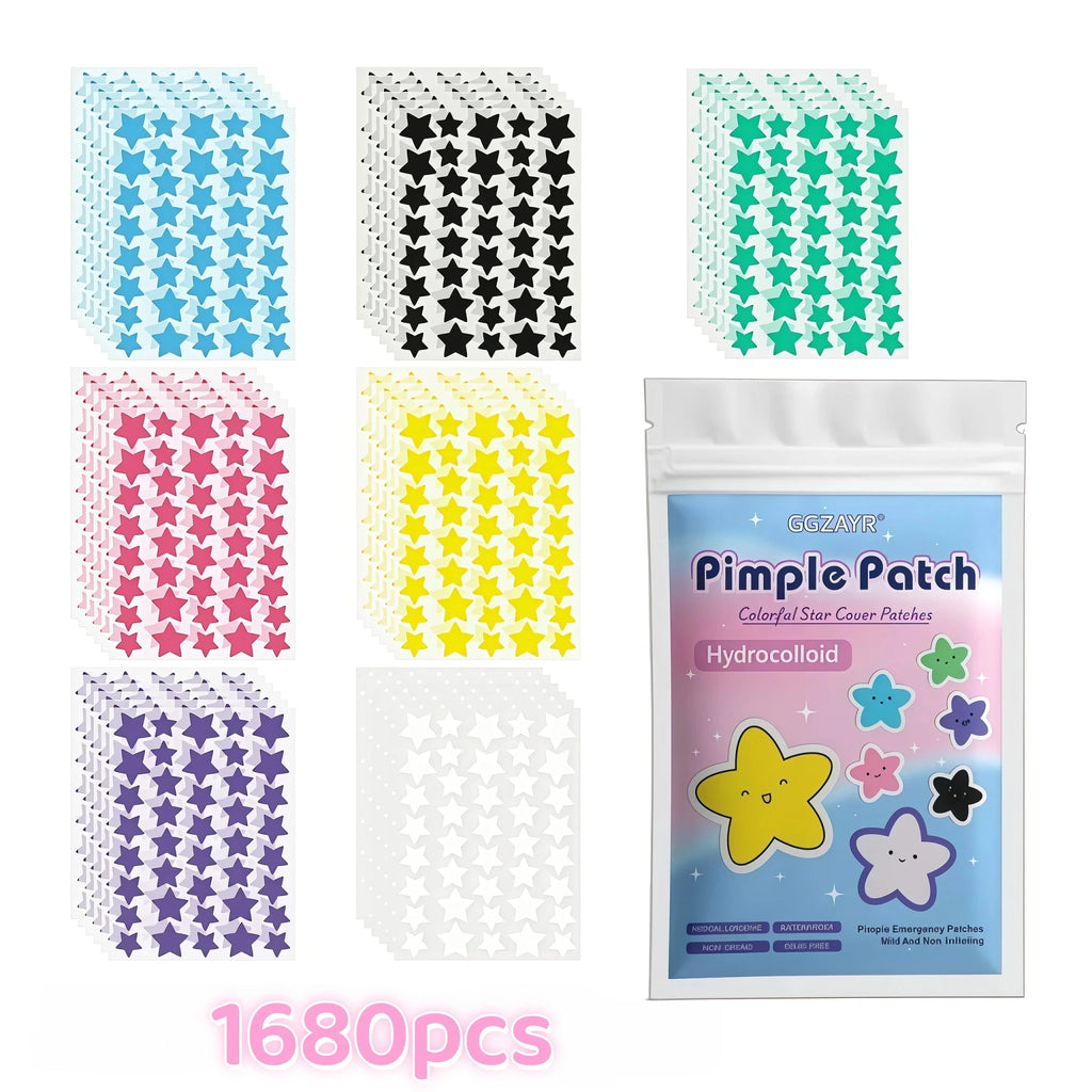 280/1120/1680pcs Seven-Color Star Pimple Patches – Invisible Hydrocolloid Dots for Fun & Gentle Skincare - PrimeNest