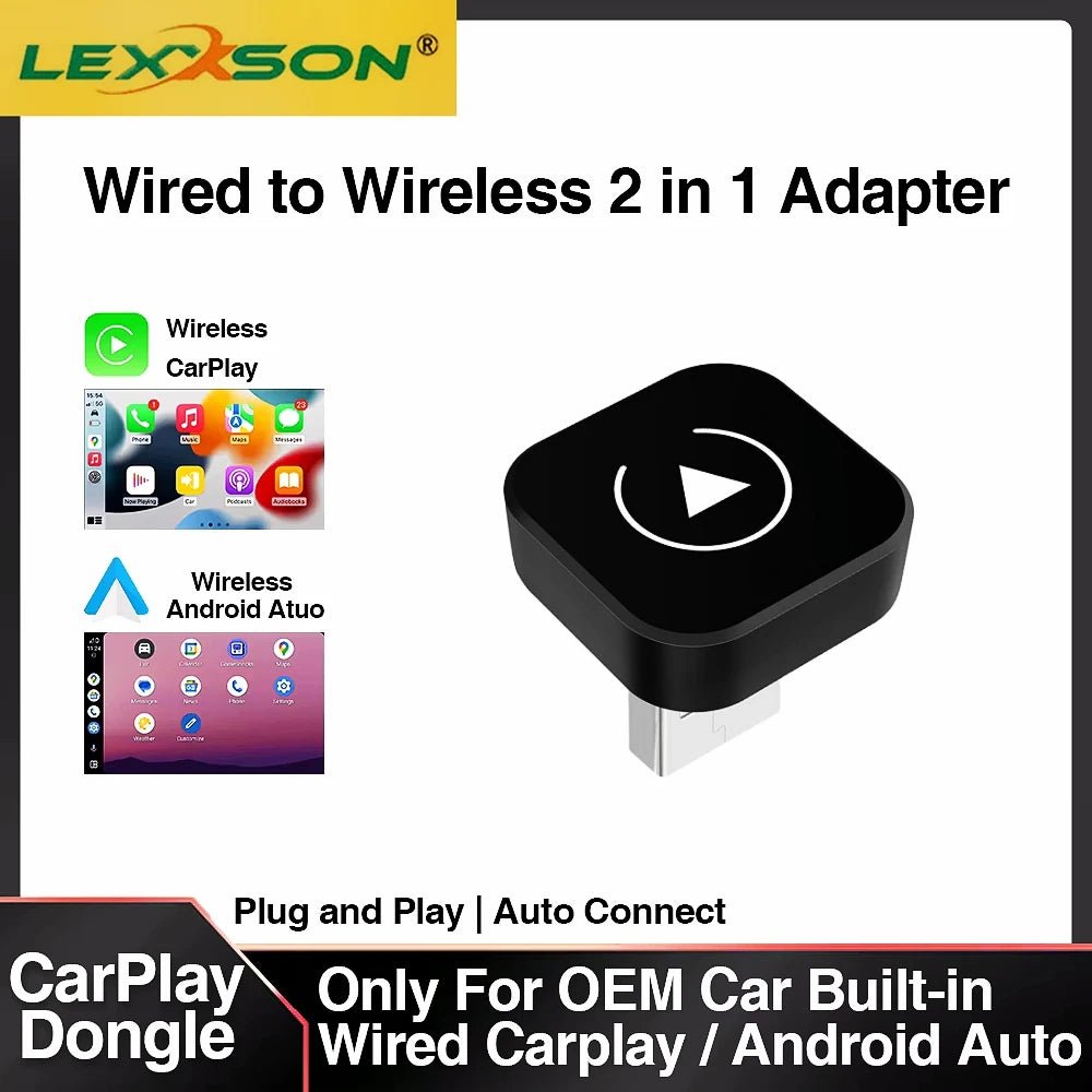 2in1 Wireless CarPlay Dongle Wireless Android Auto Adapter AI Smart Box Car Intelligent Systems For Car With Wired CarPlay - PrimeNest