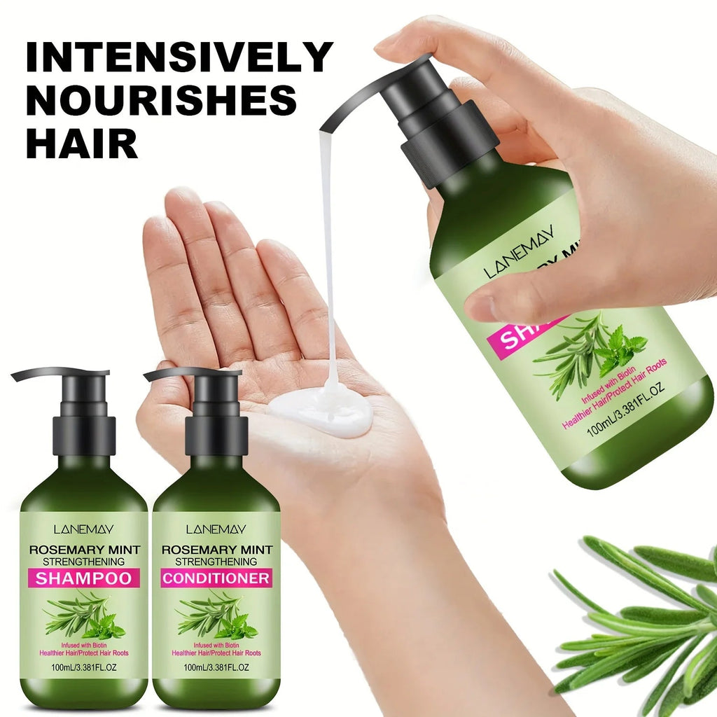 2PCS Rosemary Mint Strengthening Shampoo and Conditioner Set, Moisturizing with Rosemary Extract for Healthier, Stronger Hair - PrimeNest
