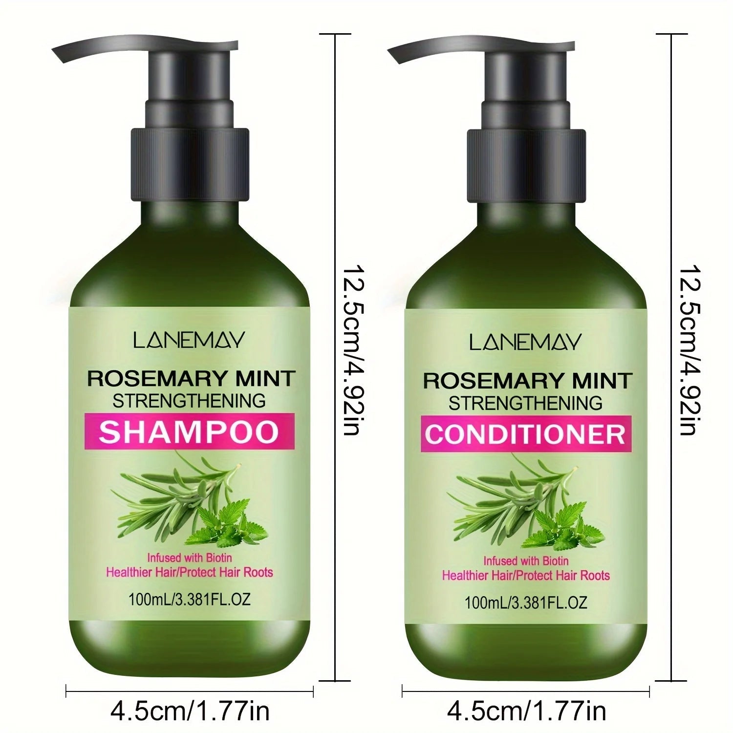 2PCS Rosemary Mint Strengthening Shampoo and Conditioner Set, Moisturizing with Rosemary Extract for Healthier, Stronger Hair - PrimeNest