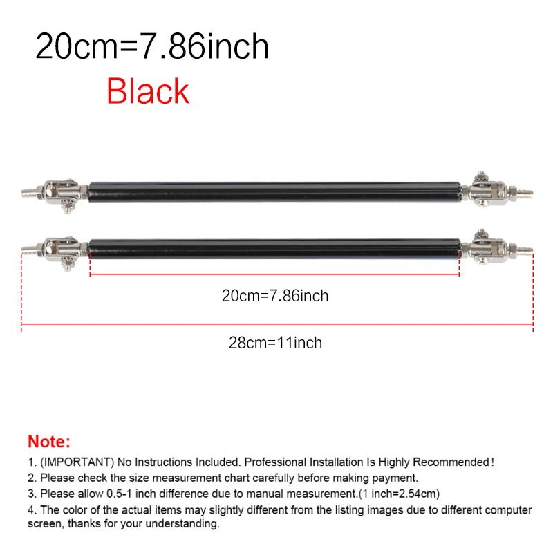 2psc Universal Racing Adjustable Front Rear Bumper Lip Splitter Support Bar / pull rod Kit Racing 75mm/100mm/150mm/200mm - PrimeNest