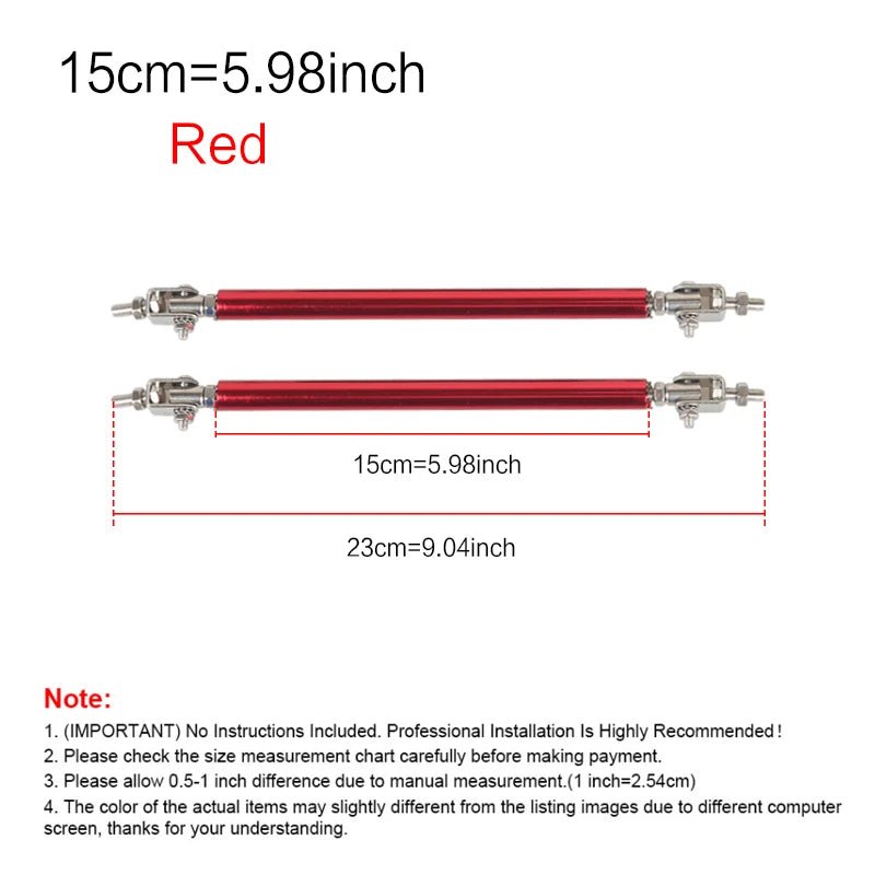 2psc Universal Racing Adjustable Front Rear Bumper Lip Splitter Support Bar / pull rod Kit Racing 75mm/100mm/150mm/200mm - PrimeNest