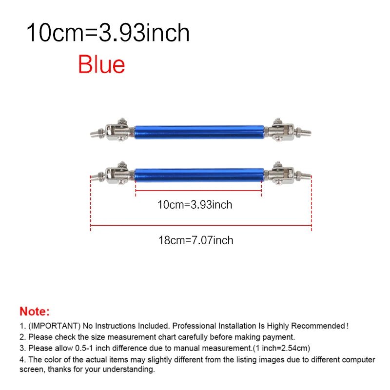 2psc Universal Racing Adjustable Front Rear Bumper Lip Splitter Support Bar / pull rod Kit Racing 75mm/100mm/150mm/200mm - PrimeNest