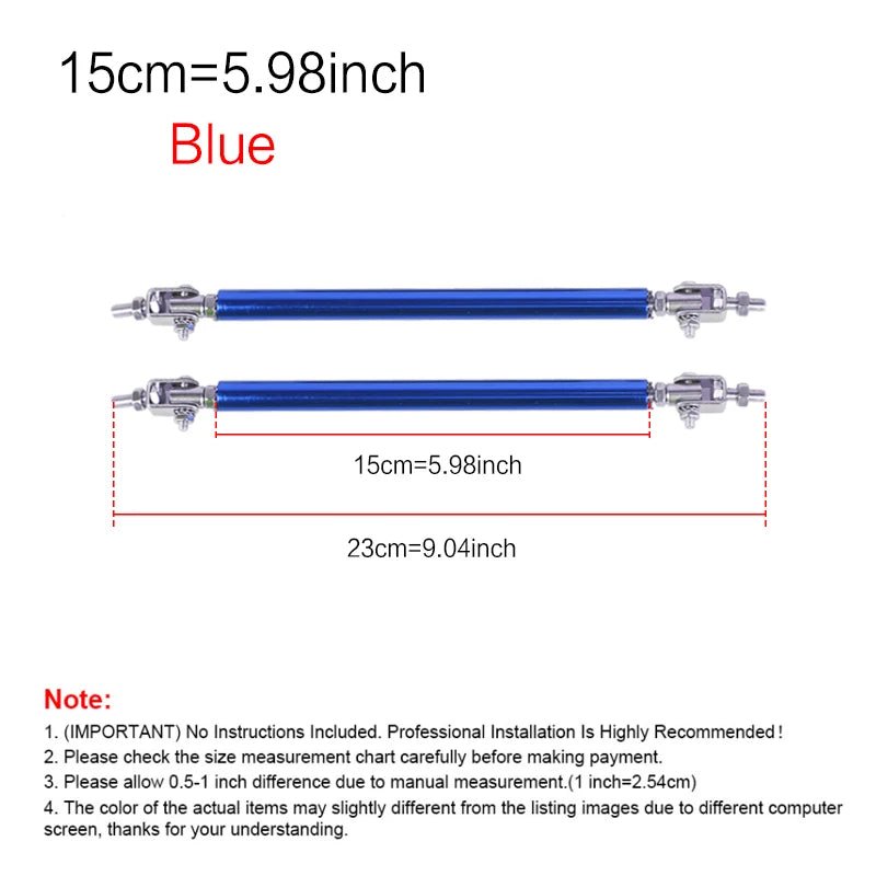 2psc Universal Racing Adjustable Front Rear Bumper Lip Splitter Support Bar / pull rod Kit Racing 75mm/100mm/150mm/200mm - PrimeNest