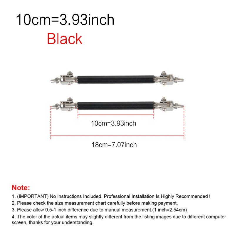 2psc Universal Racing Adjustable Front Rear Bumper Lip Splitter Support Bar / pull rod Kit Racing 75mm/100mm/150mm/200mm - PrimeNest