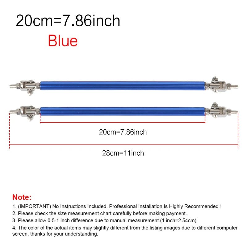 2psc Universal Racing Adjustable Front Rear Bumper Lip Splitter Support Bar / pull rod Kit Racing 75mm/100mm/150mm/200mm - PrimeNest