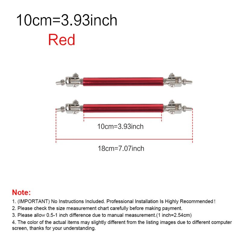 2psc Universal Racing Adjustable Front Rear Bumper Lip Splitter Support Bar / pull rod Kit Racing 75mm/100mm/150mm/200mm - PrimeNest